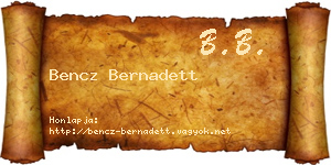Bencz Bernadett névjegykártya